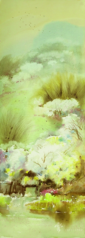 郭连训 《茶乡水暖》 110*39cm